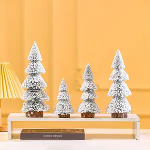 Árbol de Navidad de nieve blanca, suministros de decoración para fiestas, árbol de Navidad pequeño, Decoración de casa sin luz