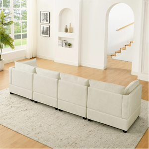 Divano convertibile 4 posti a forma di L a forma di nuvola Beige bianco FCJ divano ottomano braccioli imbottiti per soggiorno appartamento ufficio