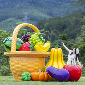 Sculpture d'art alimentaire en résine pour extérieur, modèle de panier de fruits et légumes personnalisé, réalisme artistique, couleur personnalisée, cadeau d'entreprise - Product Image 5