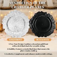 Assiettes de présentation rondes en plastique argenté de 13 pouces, élégantes, à bord festonné, pour la décoration de table de mariage, de Noël, de fête de Thanksgiving