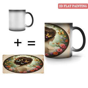 Mug blanc givré noir 11oz en céramique, tasse à sublimation activée par la chaleur pour impression personnalisée - Product Image 4