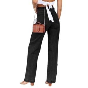 Jean décontracté pour femme, coupe large, délavé, extensible, tendance et populaire - Product Image 5