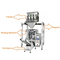 Peseuse linéaire automatique à 4 têtes, haute précision, en acier inoxydable, pour étiquetage de lentilles, céréales, macaronis, bonbons, aliments en sacs et emballages plastiques