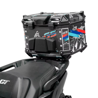 Boîte arrière universelle robuste en acier inoxydable noir pour moto, 45 litres, avec serrure
