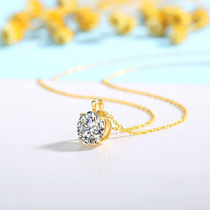 Kalung Liontin Moissanite Desain Minimalis 4 Cabang 1ct 2ct 3ct Wanita Hadiah Ulang Tahun Mewah Liontin Emas 14K Berongga - Product Image 3