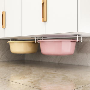 Crochets de lavabo en acier inoxydable, support de rangement rectangulaire mural pour meuble de salle de bain, durable, multifonctionnel, argenté, paquet de 2 - Product Image 1