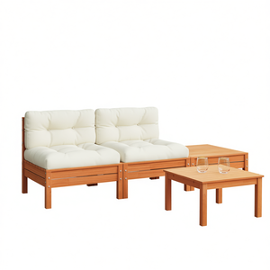 Sofá Modular de Madera de Pino para Jardín, Muebles de Exterior de Dos Plazas, Diseño Moderno en Color Marrón - Product Image 1