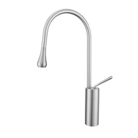 Mitigeur de lavabo sanitaire monotrou à poser, avec douchette extractible en céramique, poignée unique en acier inoxydable 34734