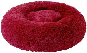Manufacturer Wholesale OEM Soft Plush pink Grey Black Round <b>Dog</b> Cat Donuts Beds - Product Image 1