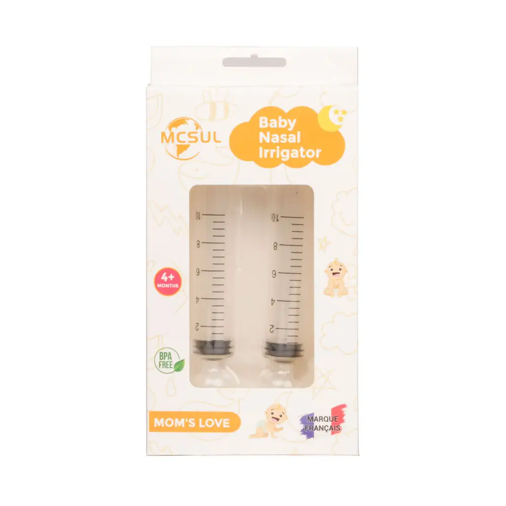 Irrigateur nasal pour bébé, lot de 2 seringues professionnelles de 10ml en silicone réutilisable pour le nettoyage du nez du nourrisson, outil de rinçage pour enfants