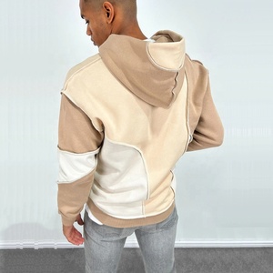 Hombres personalizar doble cremallera <span class=keywords><strong>Color</strong></span> bloque sudaderas Hip Hop Street Wear Panel peso pesado gota hombro Slim Fit dos vías cremallera sudaderas con capucha - Product Image 3