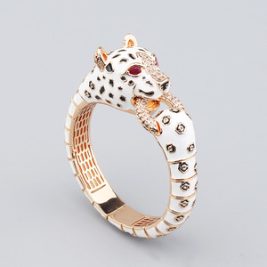 Vintage Art Leopard <b>Copper</b> Fashion Bangle for Women Daily Match Collection & Party Enamel Rhinestone Animal <b>Bracelet</b> - Product Image 3
