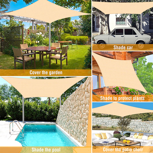 Voile d'ombrage 6x6x6m pour patio extérieur, <span class=keywords><strong>pergola</strong></span>, abri <span class=keywords><strong>de</strong></span> voiture, allée, en tissu tricoté HDPE unique beige, type Malla Sombra - Product Image 6