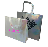 Sac de shopping en PP non tissé laminé métallisé or argent brillant recyclé personnalisé avec impression de logo