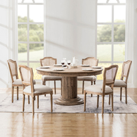 Ensemble de salle à manger en rotin de style français moderne et luxueux mobilier de restaurant en bois pour café, hôtel et maison