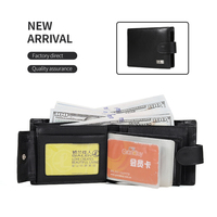 Dompet tempat kartu ramping dompet pria ramping tempat kartu kredit pemblokir Rfid tas OPP poliester pendek pabrik kustom kulit asli