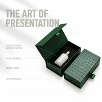Caja de Perfume Personalizada para Botella de Vidrio de 10 ml para Aceite Esencial, Caja de Papel con Tapa Magnética Verde, Inserto de EVA, Caja de Cartón