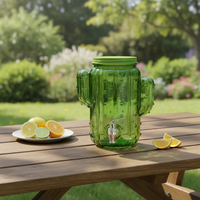 Distributeur de boissons en verre en forme de cactus avec couvercle en fer, pot de stockage durable pour la cuisine, logo personnalisé, capacité de 16 oz, design unique