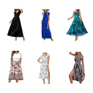 Nouvelle Robe Longue Crayon Décontractée Unie pour Femme Adulte Été 2025 en Mélange Polyester/Coton à Manches Courtes Moulante – Vente en Gros - Product Image 1