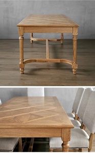 Stile Country americano in legno massello Vintage semplice rettangolare tavolo <span class=keywords><strong>da</strong></span> <span class=keywords><strong>pranzo</strong></span> in rovere francese intarsiato lungo soggiorno - Product Image 4