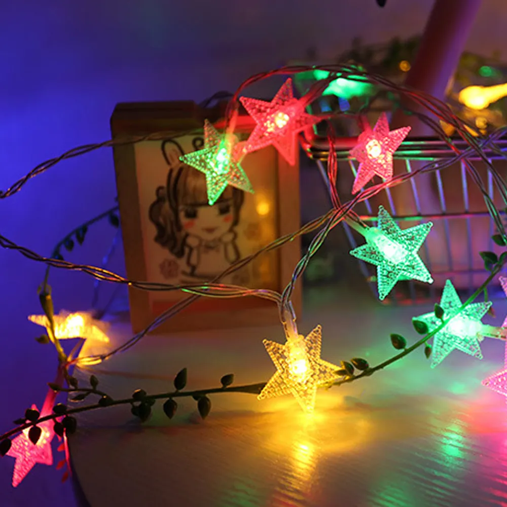 Hot Sale Outdoor Christmas Lights Star Shaped Led String Light Wedding Room Decoration Holiday Light 3m 20led Battery Box