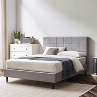 Lit rembourré moderne de luxe en bois, tailles double, queen et king, prix usine Chine