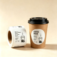 Autocollant en vinyle PVC durable pour le branding des entreprises de café, étiquettes adhésives imperméables sur mesure pour la décoration des tasses à café