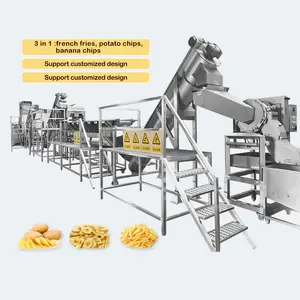 Linha de produção de batatas fritas, 1000 kg/h, congeladas, industrial, totalmente automática, cassava, máquina fresca de dedo