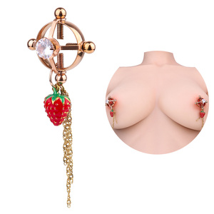 Pinces à tétons décoratives en zircon <span class=keywords><strong>doré</strong></span> pendentif de baie de rosée doux SM douleur vis Phillips pince à téton en acier inoxydable jouets sexuels pour adultes - Product Image 1