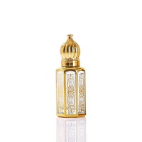 Flacons roll-on vides en verre octogonaux arabes pour échantillons d'huile de parfum Attar Oud, 3ml, 6ml, 12ml, dorés