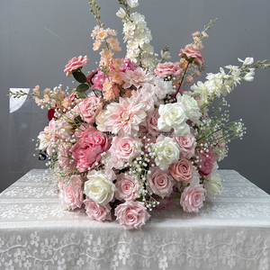 ดอกไม้ประดิษฐ์ทรงกลมสัมผัสเหมือนจริง สำหรับตกแต่งโต๊ะงานแต่งงาน  ดอกกุหลาบผ้าไหมงานแต่งงาน รุ่นใหม่ล่าสุด - Product Image 1