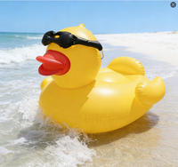 Bouée gonflable en PVC durable personnalisée en usine, modèle Lucky Ducky, pour piscine, île flottante, jouet aquatique et équipement de divertissement aquatique