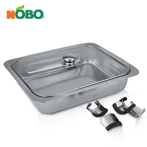 Rectangle Shape Cheap Price Stainless Steel Buffet Food Warmer Serving Dish with Glass Lid