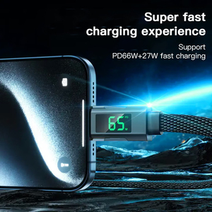 Bán buôn 65 Wát 3A phẳng bện LED hiển thị sạc dây 4 in1 nhanh chóng sạc cáp cho điện thoại 15 Mac <span class=keywords><strong>iPad</strong></span> - Product Image 2