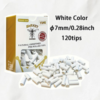 Embouts filtrants jetables blancs/bruns de 7 mm, 120 pièces/boîte, boîte de porte-cigarettes en papier, emballage de papier à rouler