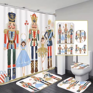 Cortina de Ducha de Poliéster con Diseño de Escena de Ballet Cascanueces Blanco, Cortina de Baño con Impresión Digital Impermeable, Impresión Personalizada, Venta al por Mayor, Moderna - Product Image 1
