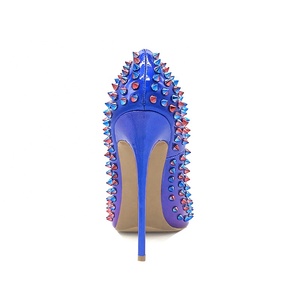 Rivetti sfumati blu viola con punta a punta su misura <span class=keywords><strong>scarpe</strong></span> con tacco alto da donna Sexy 12cm/10cm/8cm/6cm - Product Image 4