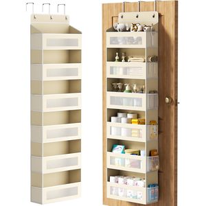 Over The Door Organizer 17 Pockets Beige <b>Hanging</b> <b>Storage</b> For Bedroom Bathroom Nursery Hook Type Cotton Material - Product Image 1