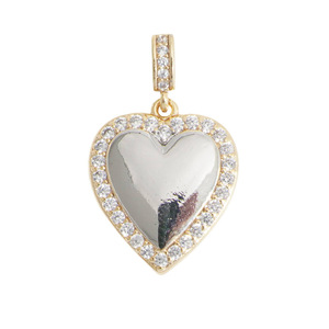 Full Diamond Tiger Head Heart Pendant Unisex Necklace Everyday Wear Copper Plated Synthetic Diamond Round Brilliant Cut - Product Image 5