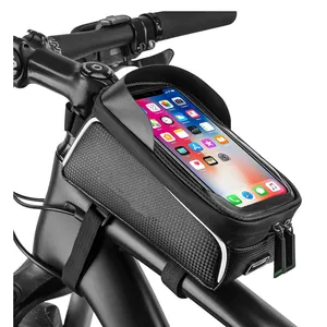 防水自転車携帯電話フロントフレームバッグ自転車バッグ自転車収納バッグ6.5インチ未満の携帯電話と互換性があります