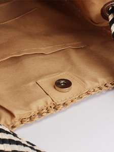 กระเป๋าสะพายไหล่แบบพับได้ลายทางสไตล์กองทัพเรือเกาหลี ทำจากเชือกกระดาษถัก พร้อมหัวเข็มขัดแม่เหล็ก เหมาะสำหรับวันหยุดพักผ่อนริมชายหาด - Product Image 3