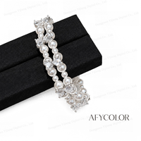 Bracelet ajustable pour femme avec perles d'imitation aux tons froids, zircon et perles de verre colorées, électroplaqué, design unique