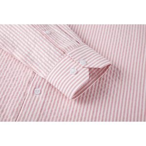 Camisa de Vestir Personalizada para Hombre, a Rayas Rosas, de Popelina de Algodón, Antiarrugas, Corte Casual de Negocios, Talla M - Product Image 5