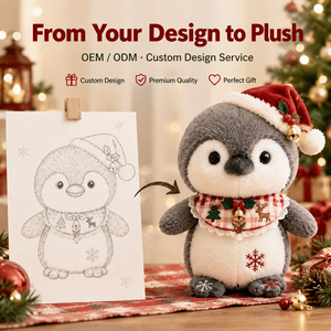 Custom Christmas <strong>Penguin</strong> Stuffed <strong>Toy</strong> Personalized Plush Animal Cuddly <strong>Soft</strong> Gift for Kids Birthday Winter Holiday Party - Product Image 1