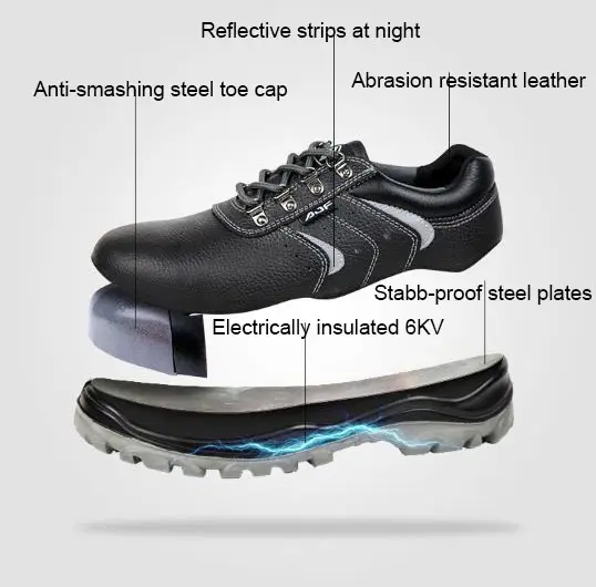 Sepatu keselamatan malam reflektif, sepatu keselamatan malam reflektif Anti tumbukan Anti tusukan untuk keselamatan