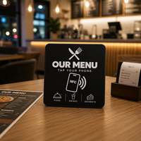 Autocollant de menu NFC personnalisé noir en PVC pour restaurants