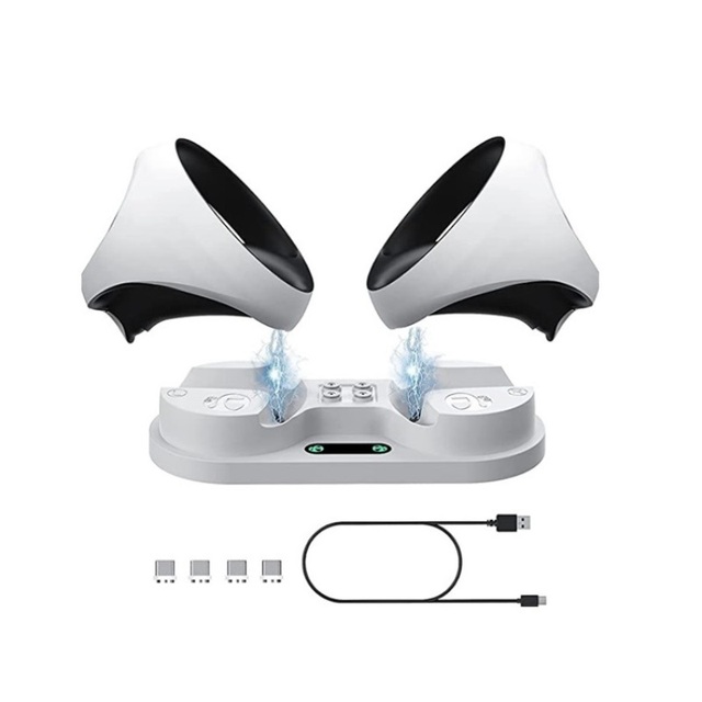 Dual Charger Stand Magnetic Charging Dock Station with Indicator Light for PSVR2 PS5 VR Controllers