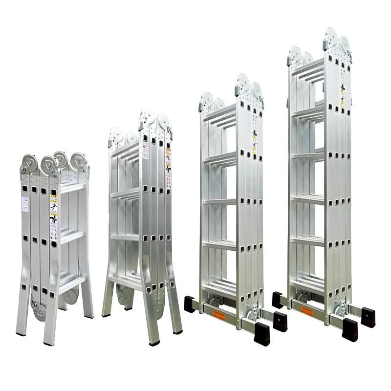 एल्यूमीनियम आसान दुकान कई तह कदम सीढ़ी बहुउद्देशीय Foldable Stepladder 4x3 4x4 4x5 4x6 कदम 3m 4m 5m 6m बहुक्रिया