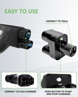 Adaptor pengisi daya Cepat CCS2 ke Tesla, adaptor pengisi daya Cepat AC + DC 250A 1000V, cocok dengan Tesla Model 3/Y/X/S CCS2/stasiun pengisian daya tipe 2