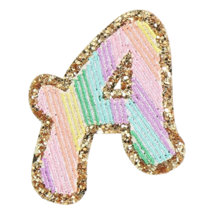 Stiker Besi 2.75 Inci Kustom Pada Kantung Tambalan Bordir Pelangi Tambalan Huruf Glitter - Product Image 2